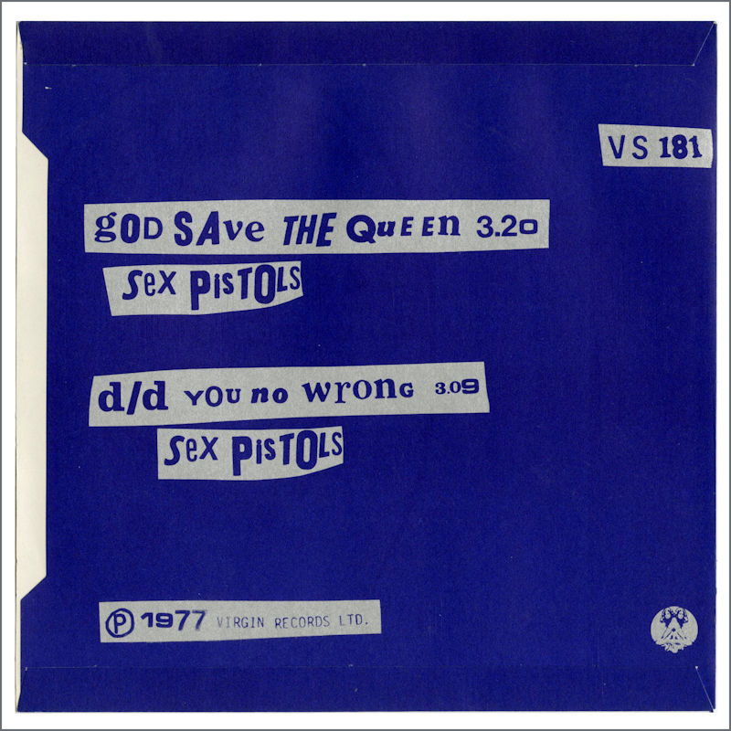 B31541 Sex Pistols 1977 God Save The Queen Virgin Records Vs 181 Single Sleeve Uk Tracks